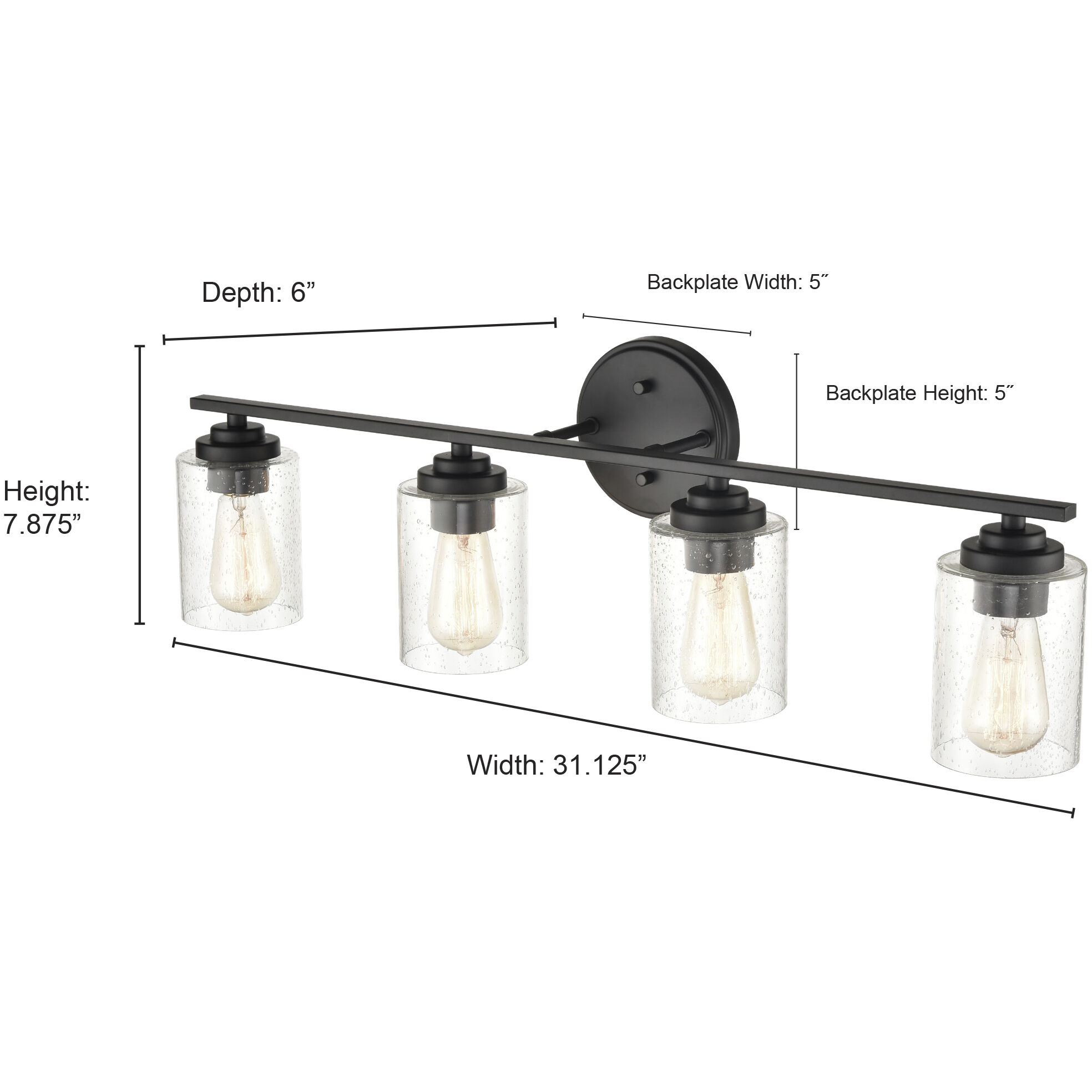 Moven 4 Light 31.13 inch Matte Black Bathroom Vanity Light Wall Light